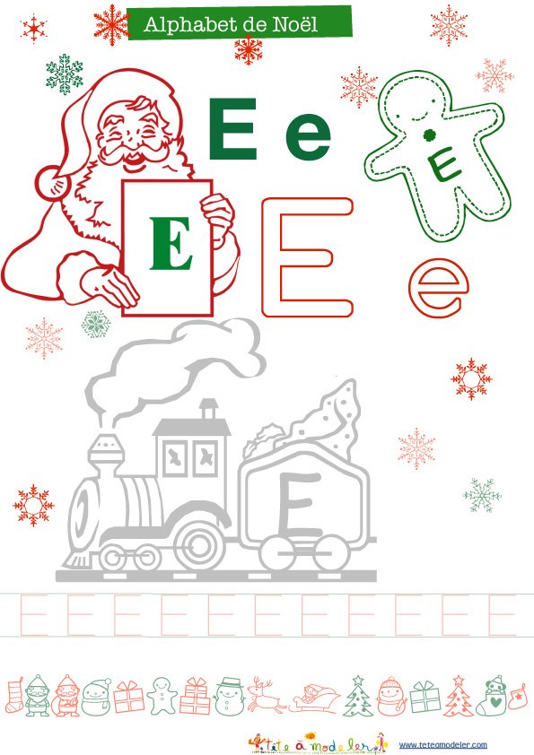 Le "E" alphabet de No&agrave;&acute;l &agrave; colorier
