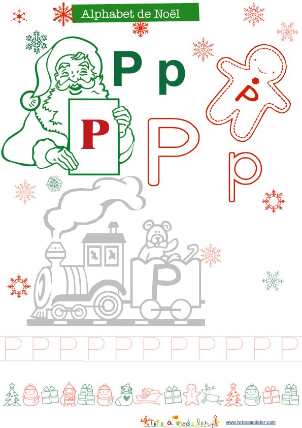 Lettre P de l'alphabet de No&agrave;&acute;l &agrave; colorier
