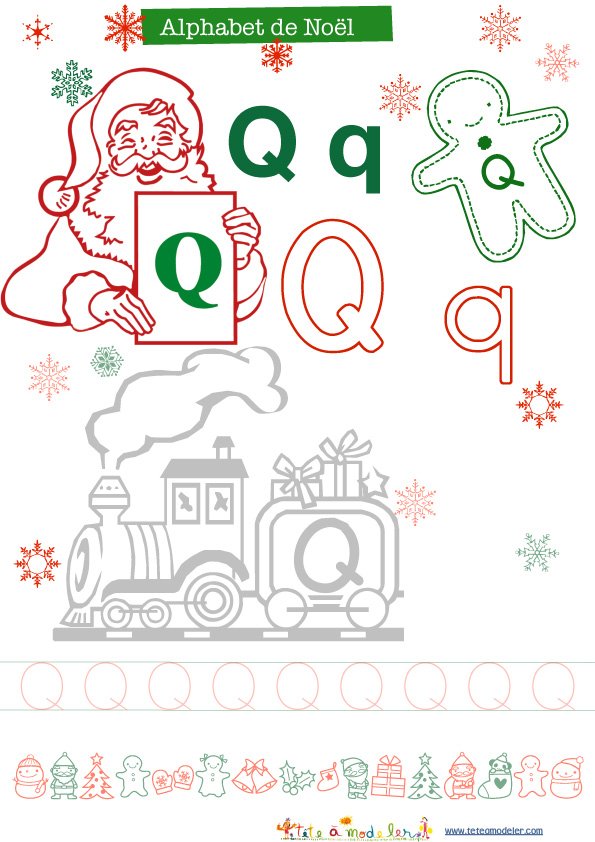 Q lettre &agrave; colorier de l'alphabet de No&agrave;&acute;l
