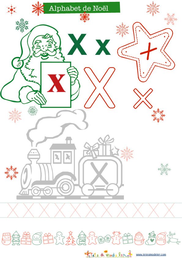 Lettre X - Alphabet No&agrave;&acute;l &agrave; colorier
