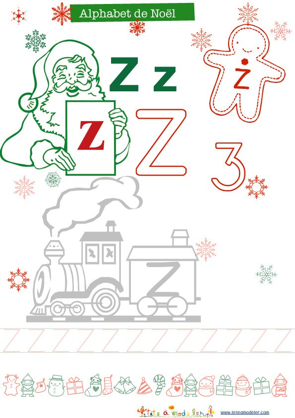 Z, lettre de l'alphabet de No&agrave;&acute;l &agrave; colorier
