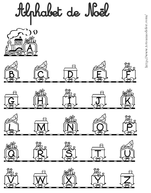 Alphabet de No&euml;l &eacute;toile &agrave; colorier