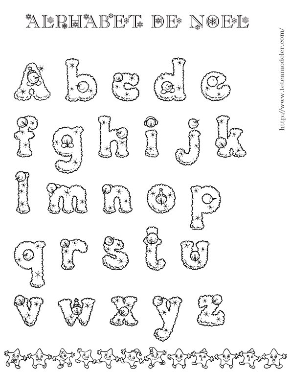 Alphabet de No&euml;l &agrave; colorier : Motif boule de neige

