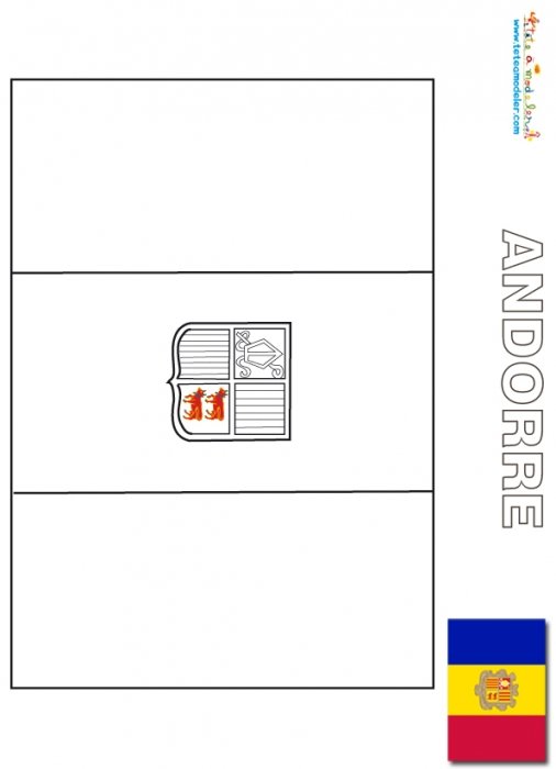 Drapeau de l'Andorre à colorier