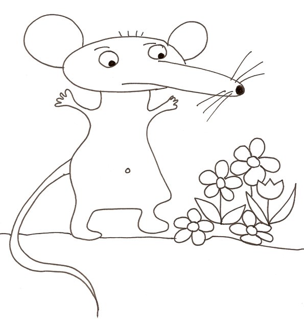 coloriage souris &eacute;tonn&eacute;e
