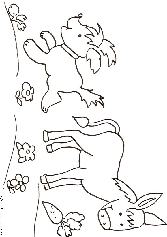 Coloriage du chien et de l'&acirc;ne
