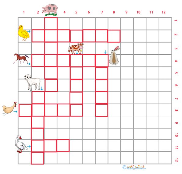 Grille de mots crois&eacute;s animaux 3 pour le primaire cycle 2 

