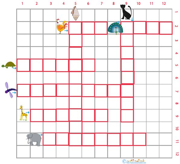 Grille de mots crois&eacute;s animaux grille 7 pour le primaire cycle 2   &agrave; imprimer
