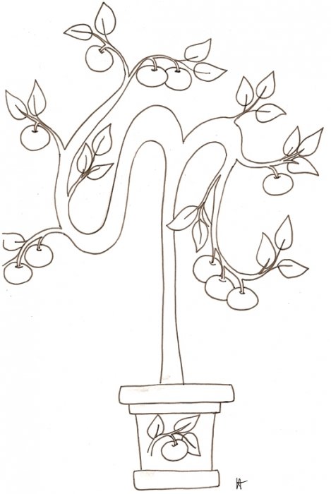 Arbre de vie pommier d'inspiration art nouveau
