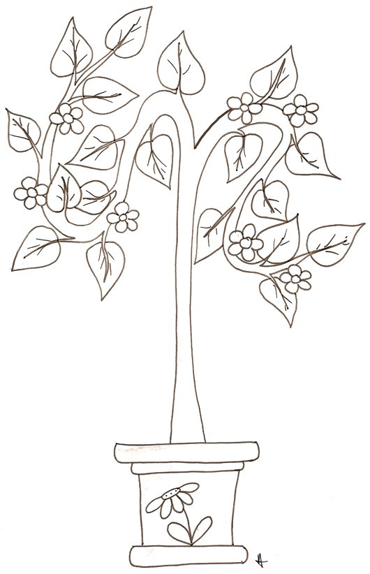Arbre de vie petites fleurs d'inspiration art nouveau
