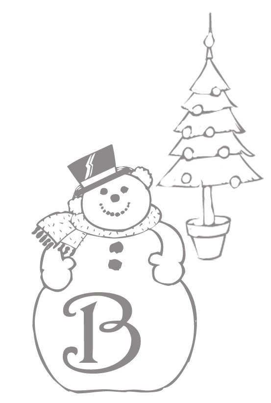 Coloriage alphabet bonhomme de neige : lettre "B"
