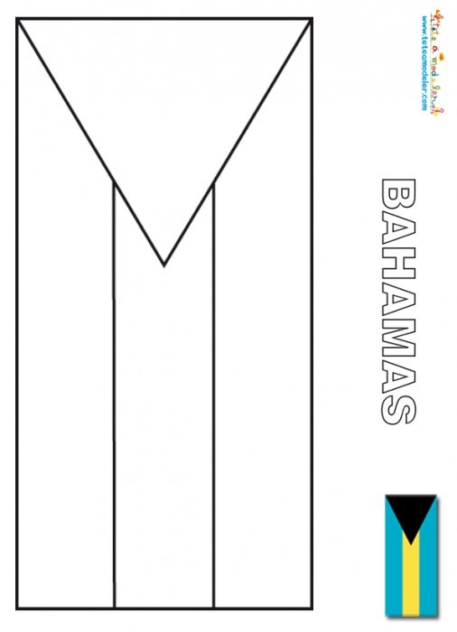 Drapeau des Bahamas, coloriage drapeau Bahamas