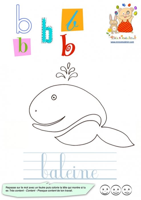 B de baleine de l'imagier des minuscules