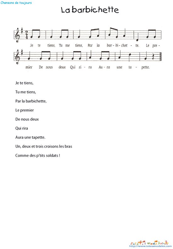 La barbichette  texte et partition
