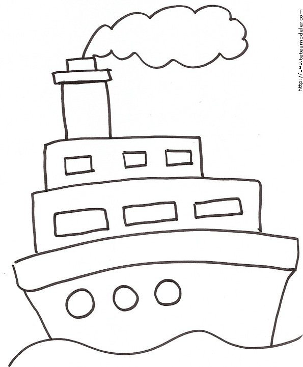 Imprimer le coloriage d'un bateau &agrave; deux &eacute;tages
