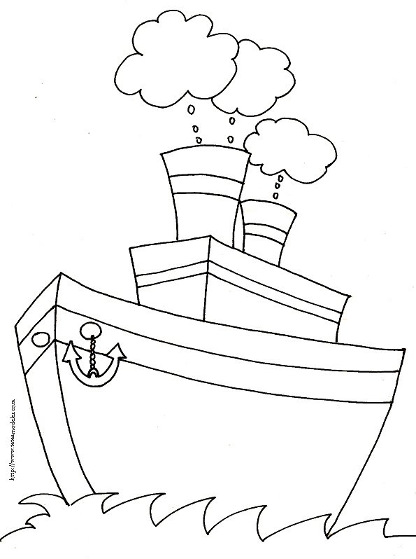 coloriage bateau aux 2 chemin&eacute;es 
