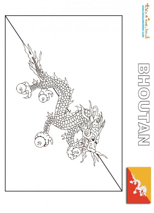 Coloriage du drapeau du Bhoutan