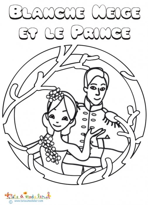 Blanche Neige et le prince à colorier
