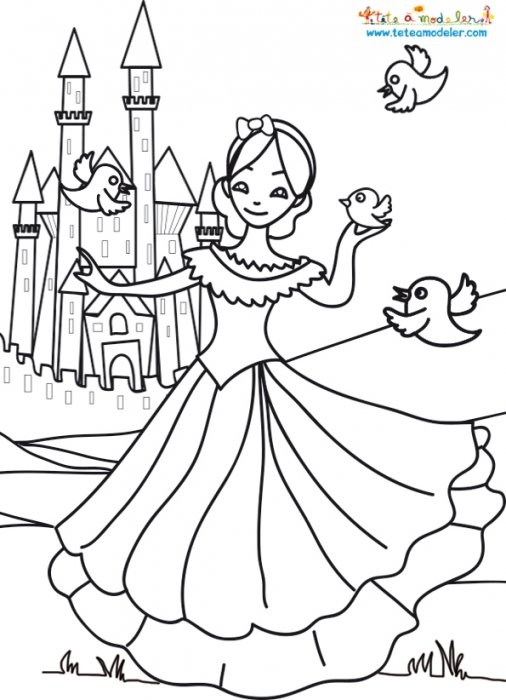 Coloriage de Blanche Neige et du chateau