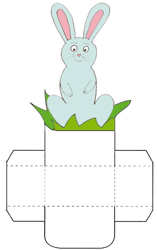 Imprimer la petite corbeille de table lapin bleu 
