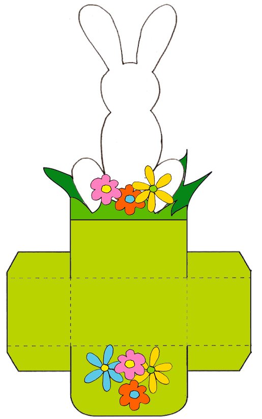Imprimer la petite corbeille de table lapin blanc dos 
