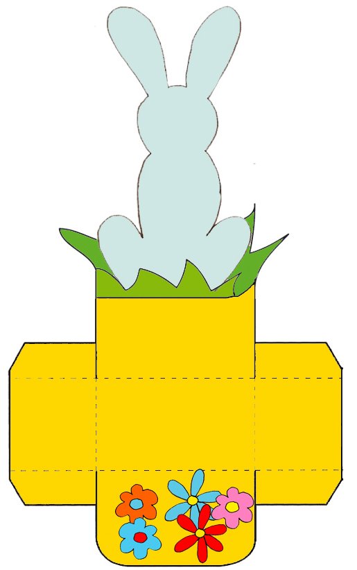 Imprimer la petite corbeille de table lapin bleu 
