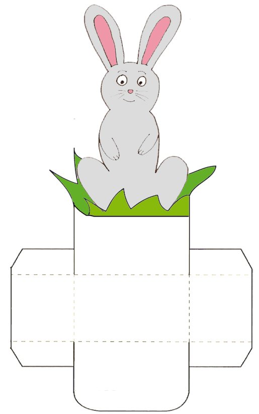 Imprimer la petite corbeille de table lapin gris
