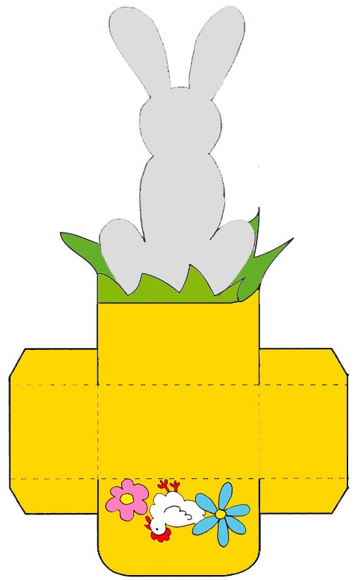 Imprimer la petite corbeille de table lapin gris dos 
