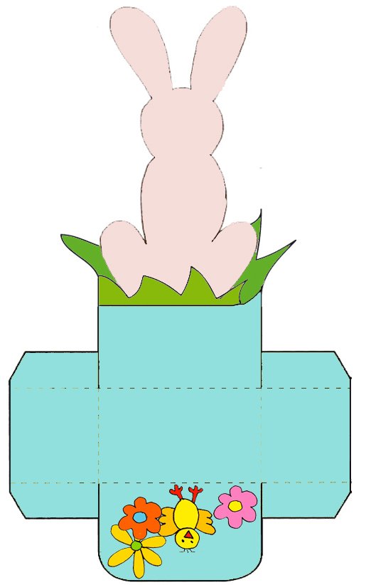 Imprimer la petite corbeille de table lapin rose dos 

