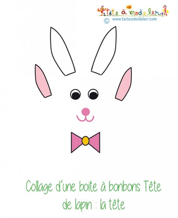 Tête de lapin pour réaliser le lapin en boite de Pâques