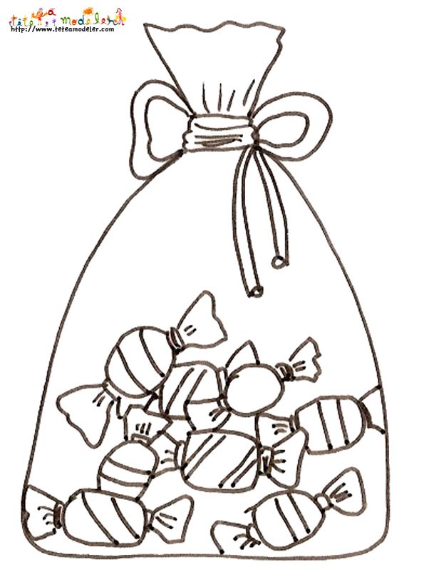 coloriage sac bonbons
