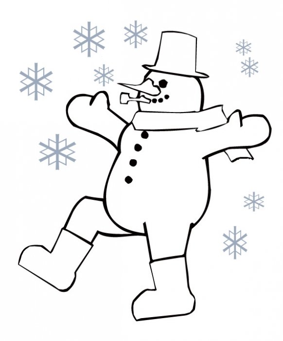 coloriage du bonhomme de neige dansant