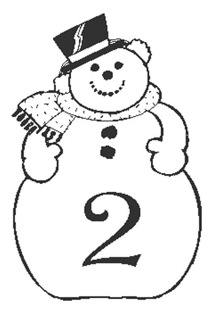 Coloriage du Bonhomme de neige chiffre 2