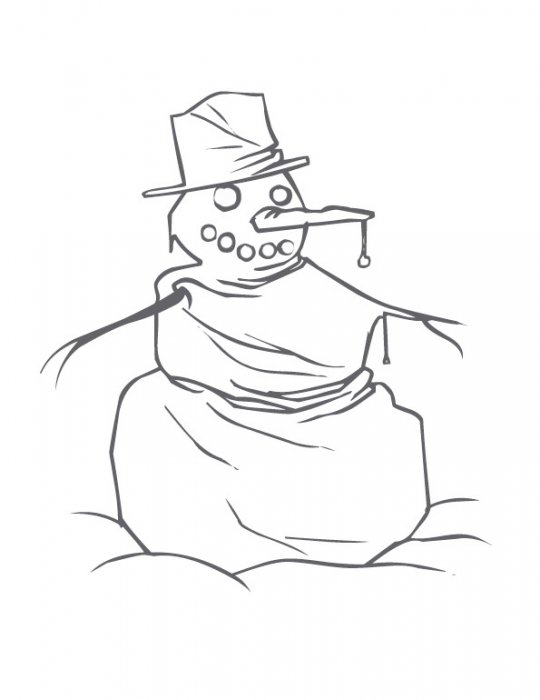 coloriage du bonhomme de neige au glaçon