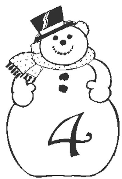 Coloriage du Bonhomme de neige chiffre 4