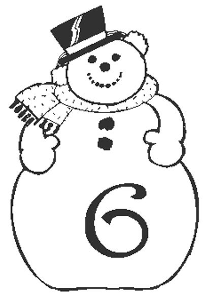 Coloriage du Bonhomme de neige chiffre 6