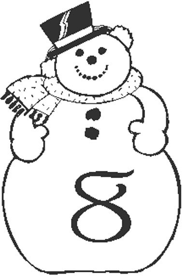 Coloriage du Bonhomme de neige chiffre 8