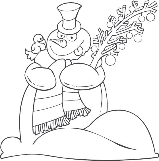 coloriage du bonhomme de neige qui tire la langue
