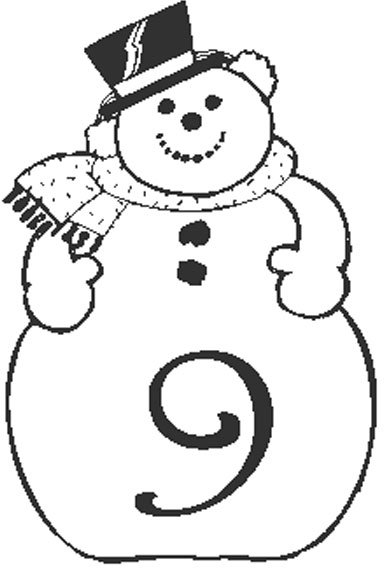 Coloriage du Bonhomme de neige chiffre 9