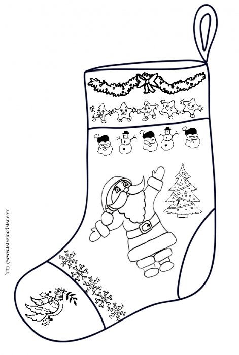 Chaussette de Noël décorée d'un Père Noël