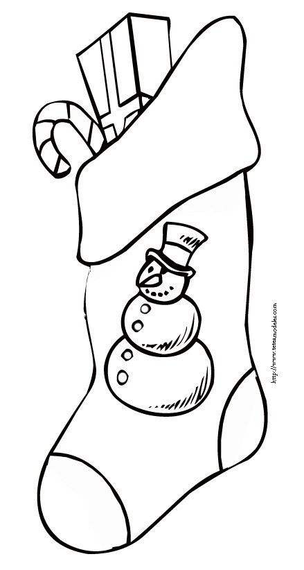 coloriage d'une botte de No&euml;l d&eacute;cor&eacute;e d'un bonhomme de neige 
