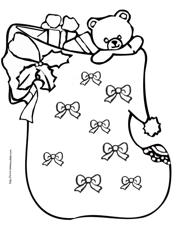 coloriage d'une botte de No&euml;l au nounours
