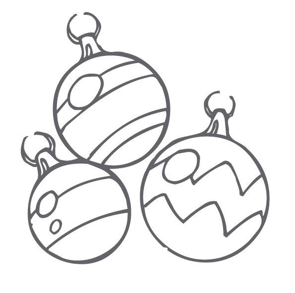 coloriage de trois boules de No&euml;l
