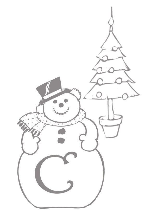 Coloriage alphabet bonhomme de neige : lettre "C"

