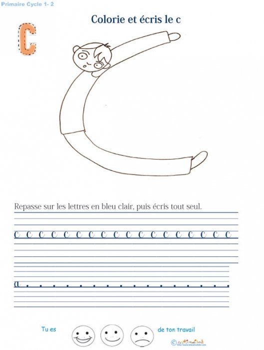 Ecrire et colorier la lettre c