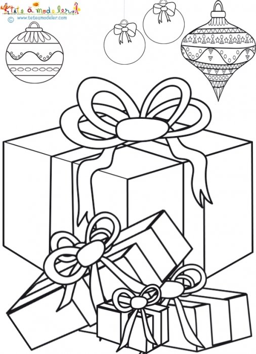 Des cadeaux de Noël à colorier
