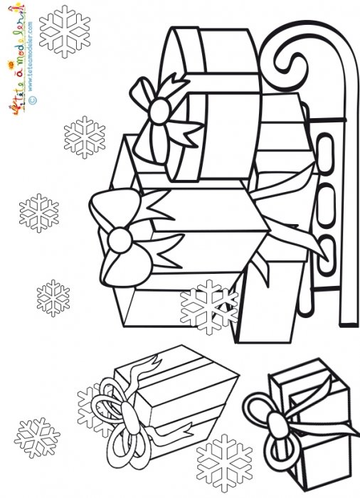 Les cadeaux de Noël tombent de la luge