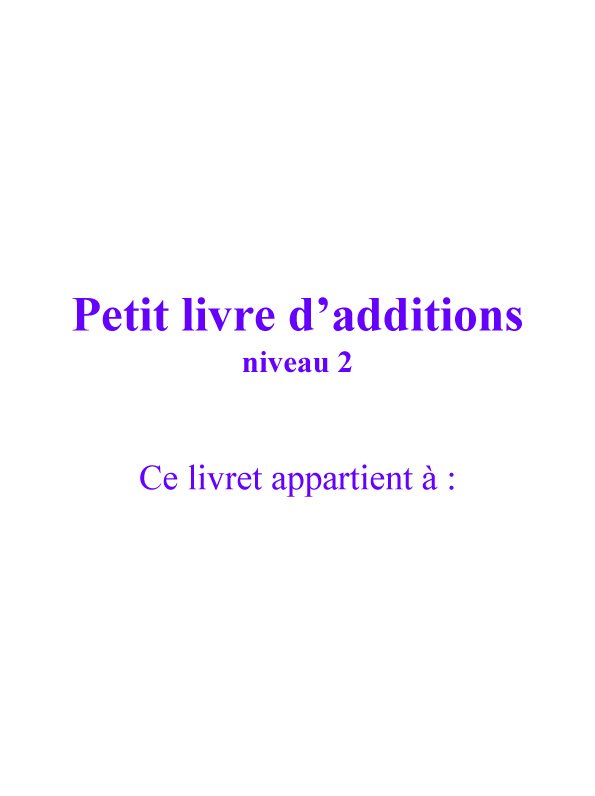 Petit livret addition couverture
