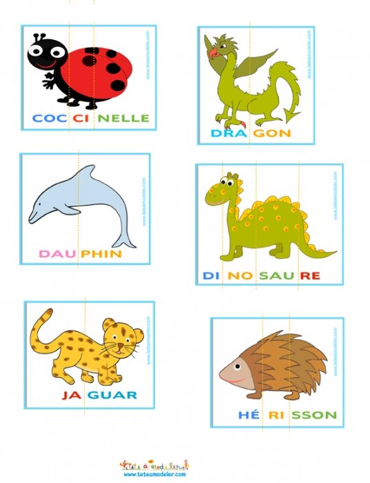 Cartes lecture des animaux à imprimer
