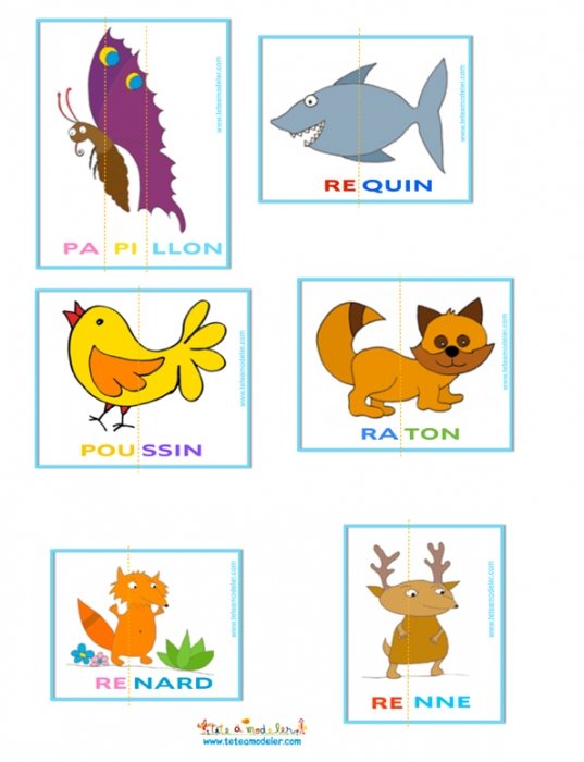 Cartes à découper pour la lecture